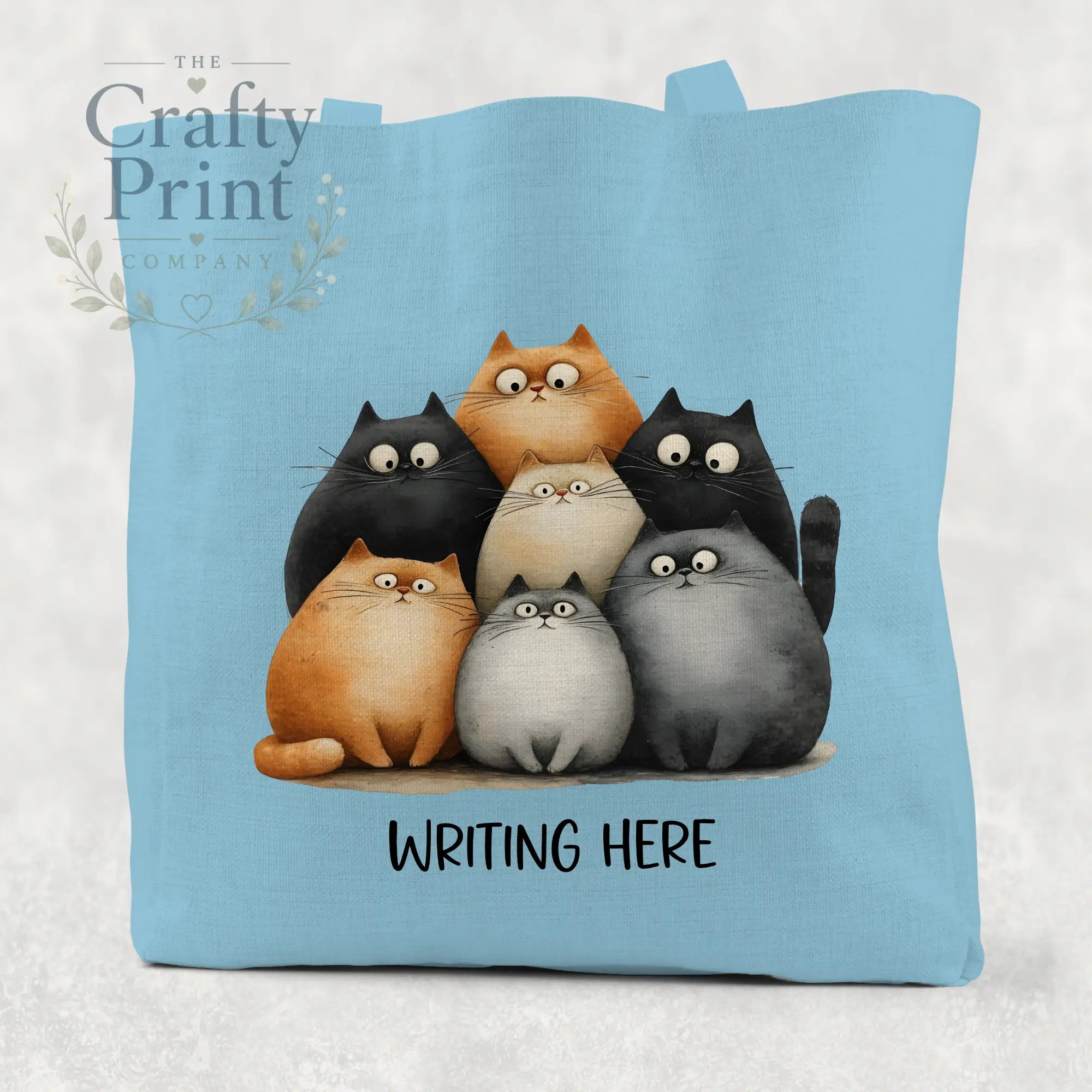 Personalised Cartoon Cats Cotton Re-usable Tote Bag - Light