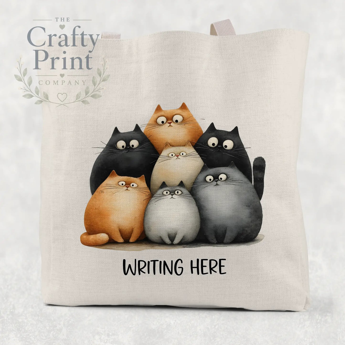 Personalised Cartoon Cats Cotton Re-usable Tote Bag