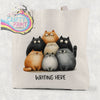 Personalised Cartoon Cats Cotton Re-usable Tote Bag