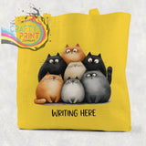 Personalised Cartoon Cats Cotton Re-usable Tote Bag