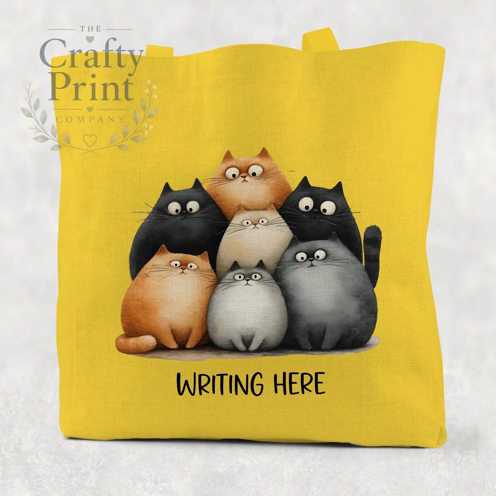 Personalised Cartoon Cats Cotton Re-usable Tote Bag