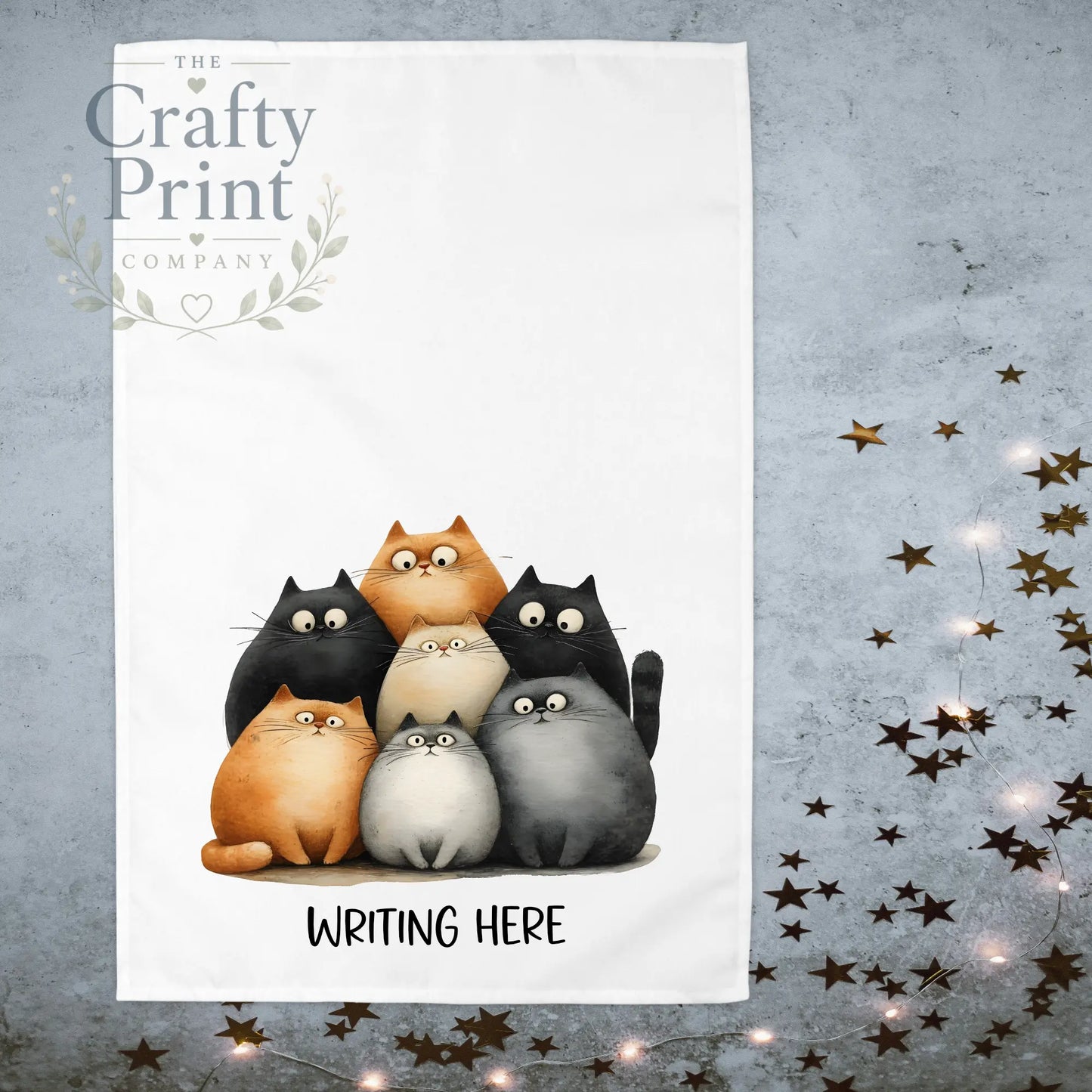 Personalised Cartoon Cats Tea Towel - Kitchen Towels