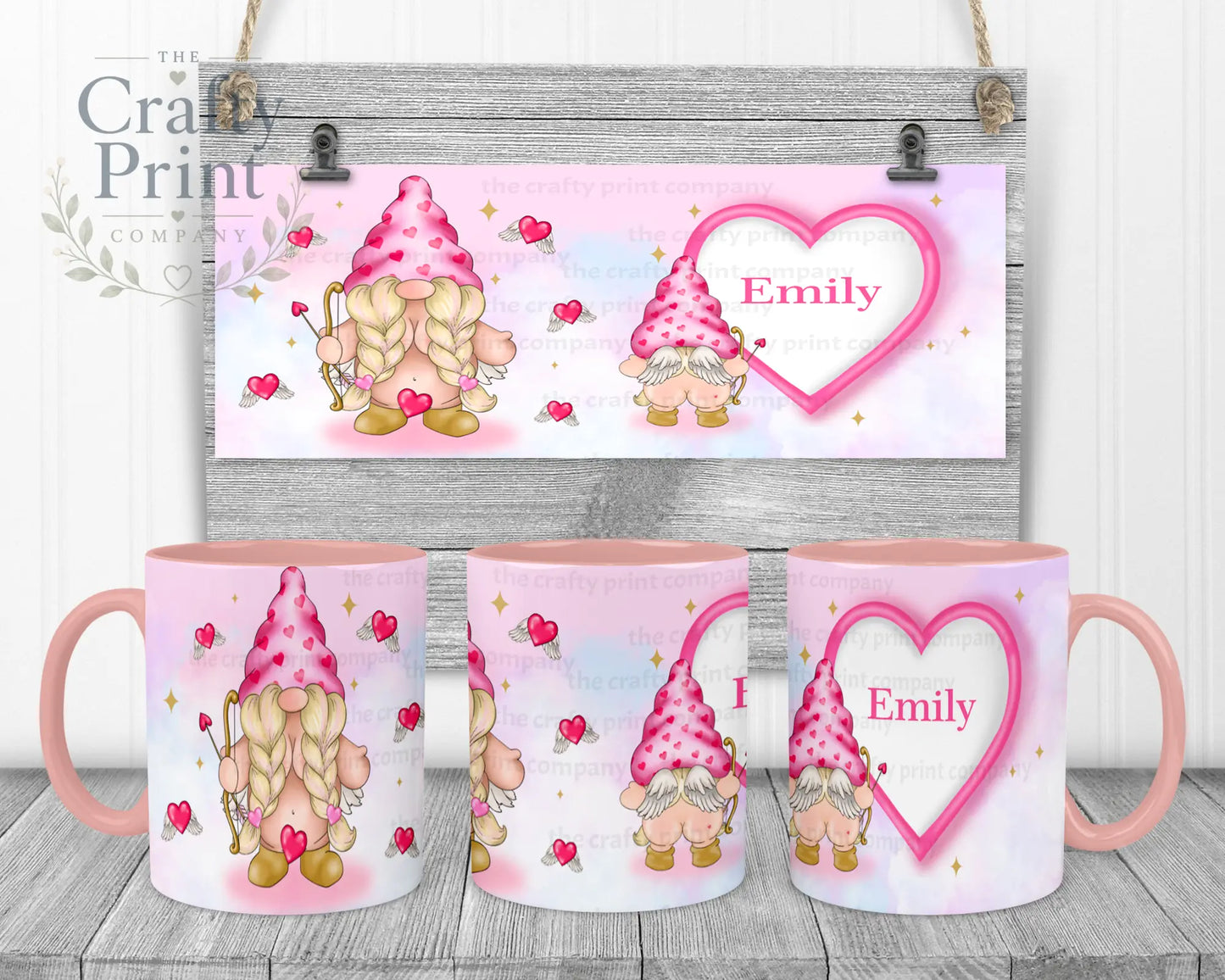 Personalised Cheeky Bum Cupid Female Gonk Mug - Pink Handle