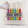 Personalised Crayon Teacher Cotton Tote Bag - Shopping Totes