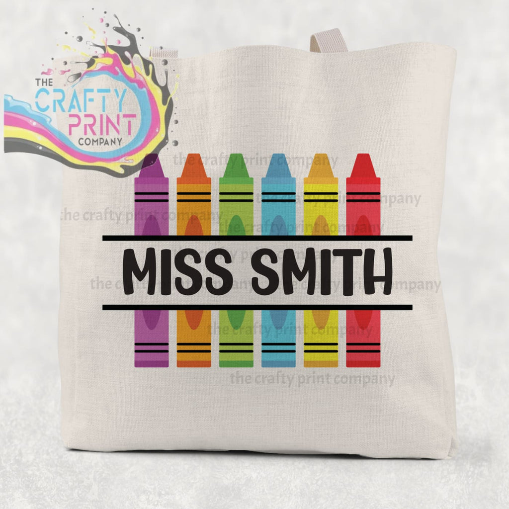 Personalised Crayon Teacher Cotton Tote Bag - Shopping Totes