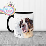 Personalised Custom Pet Portrait Mug - Black Handle & Inner