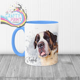 Personalised Custom Pet Portrait Mug - Blue Handle & Inner