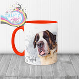 Personalised Custom Pet Portrait Mug - Red Handle & Inner