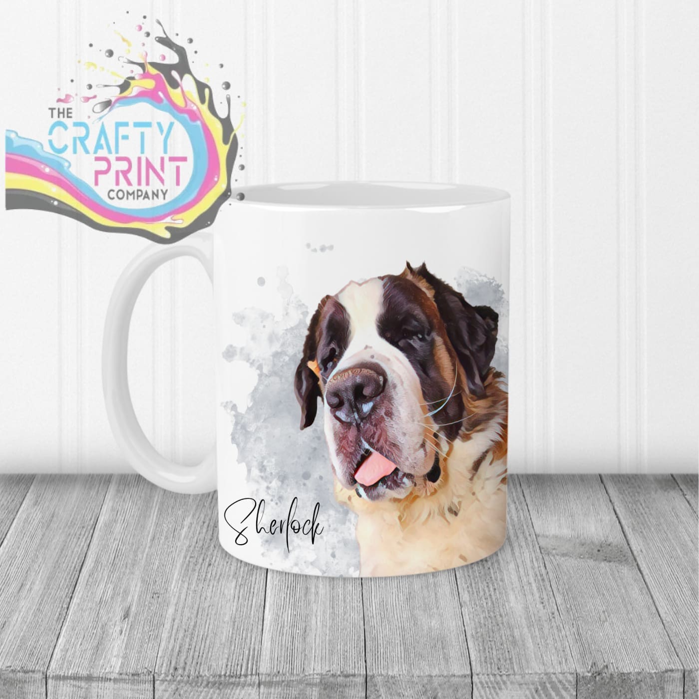 Personalised Custom Pet Portrait Mug - White Handle & Inner