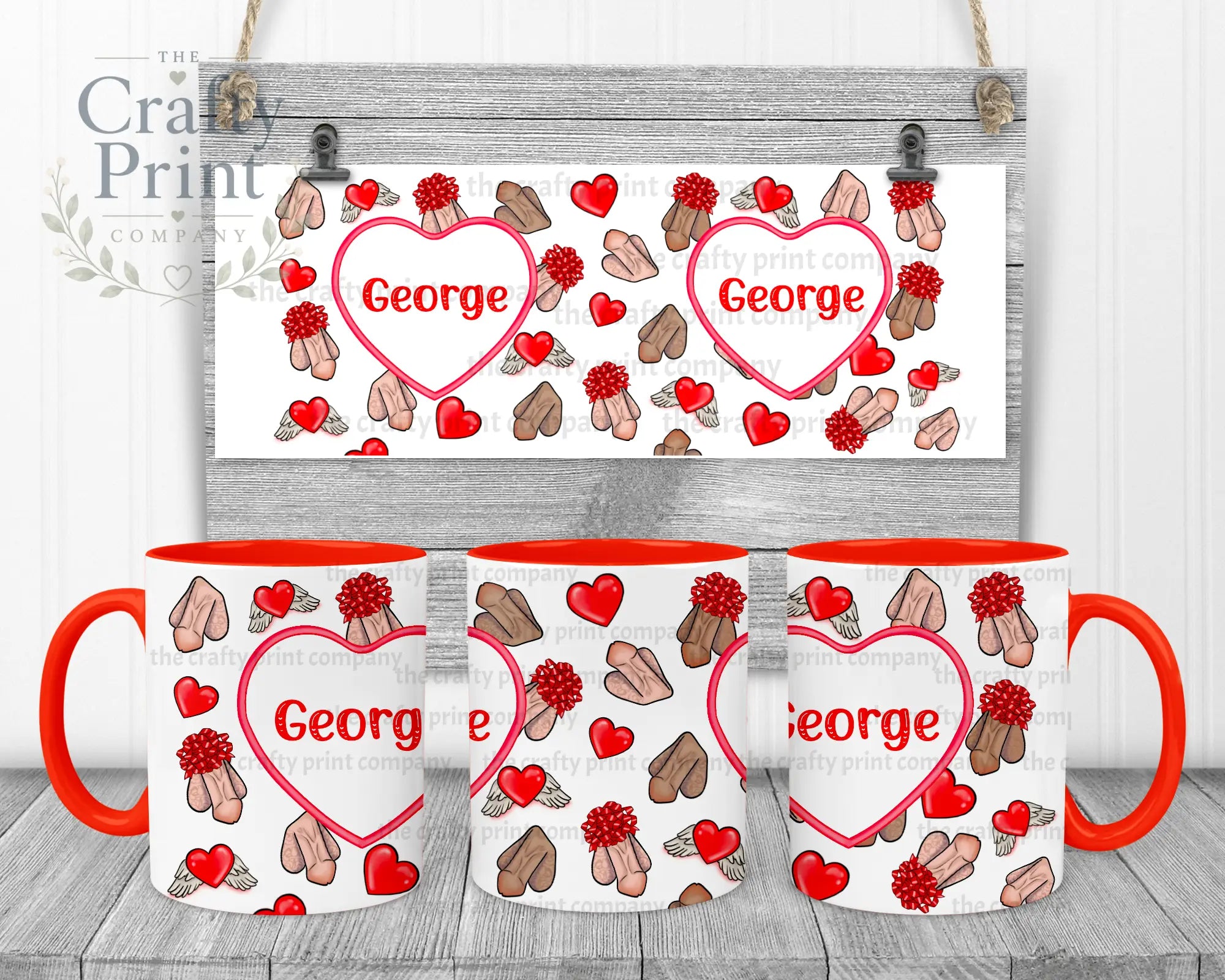 Personalised D*ck Mug - 11oz Ceramic / Red Handle & Inner