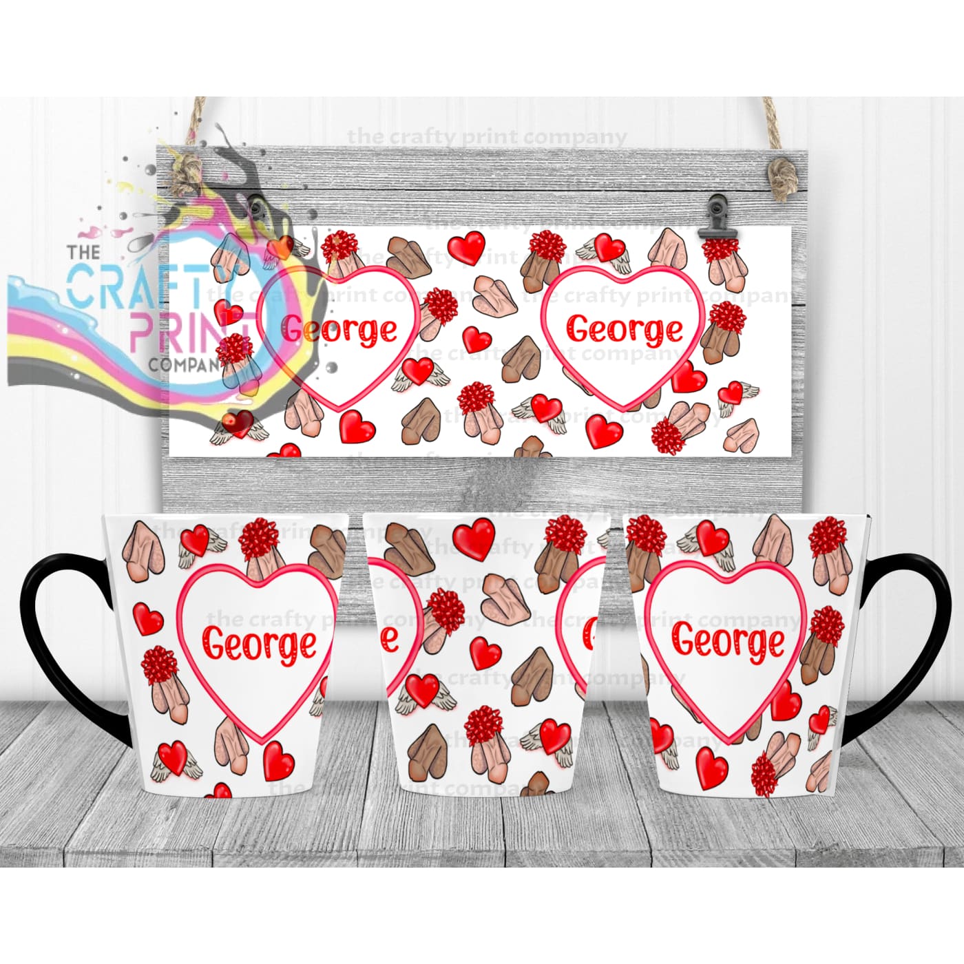Personalised D*ck Mug - 12oz Latte / Black Handle & Inner