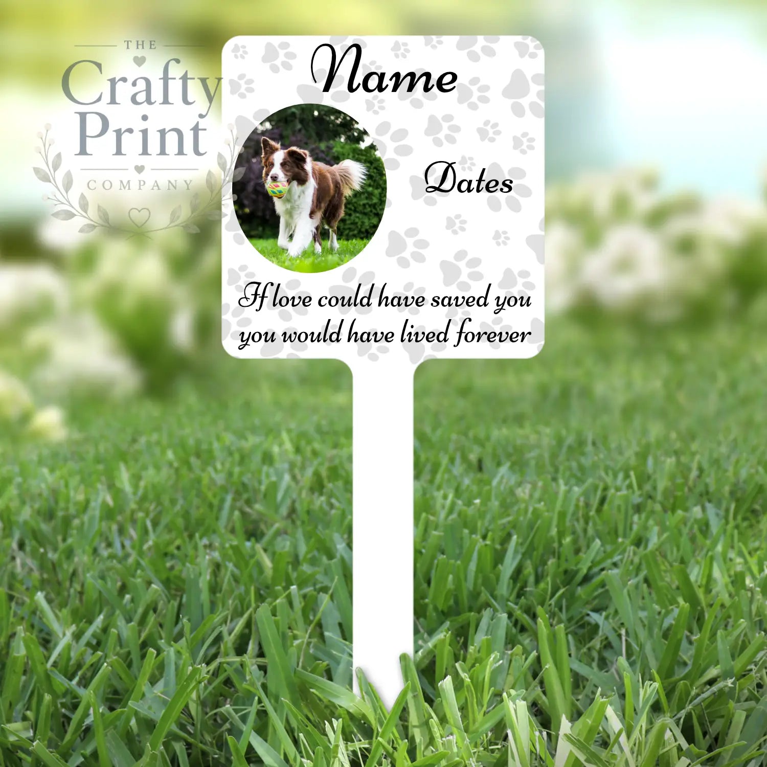 Personalised Dog / Cat Memorial Grave Marker / Stake - Lawn