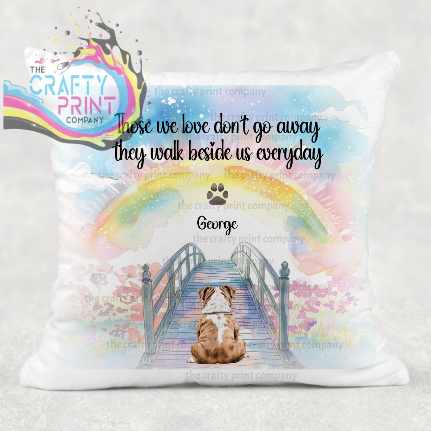 Personalised Dog Rainbow Bridge Memorial Cushion - Chair &