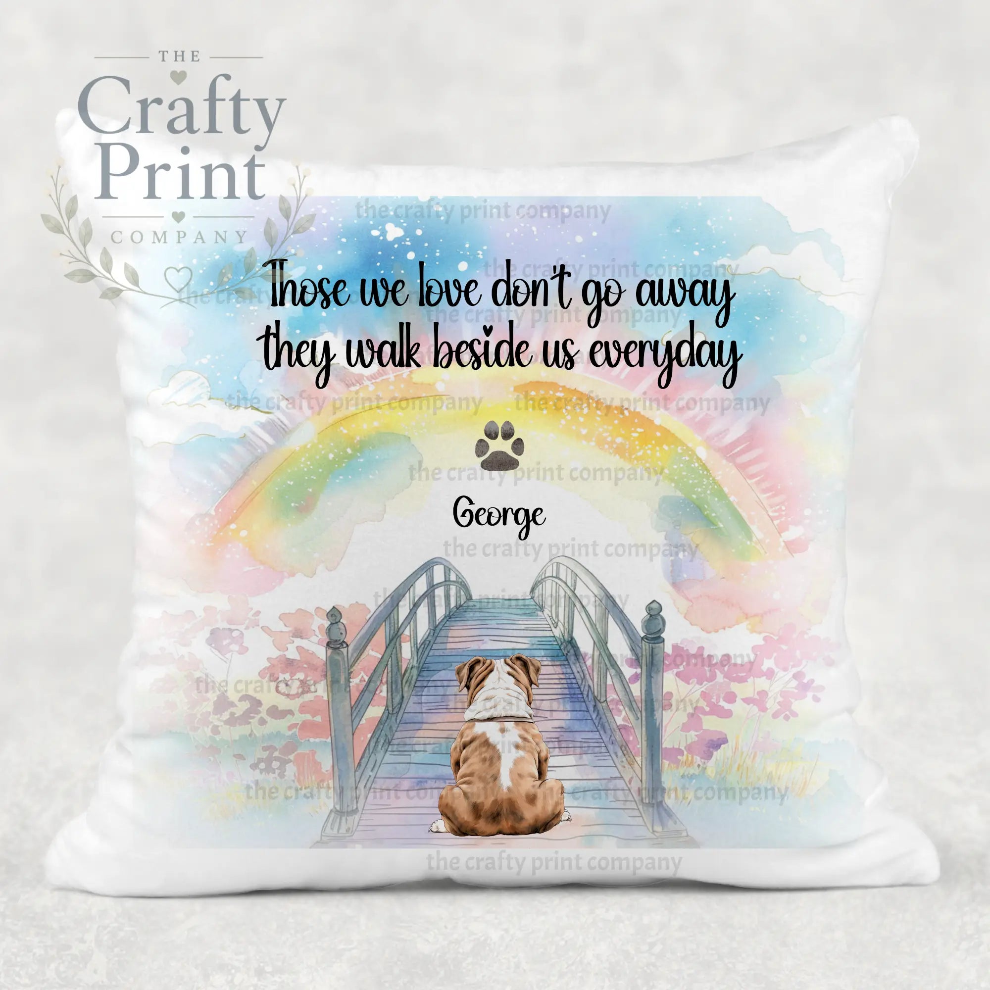 Personalised Dog Rainbow Bridge Memorial Cushion - Chair &