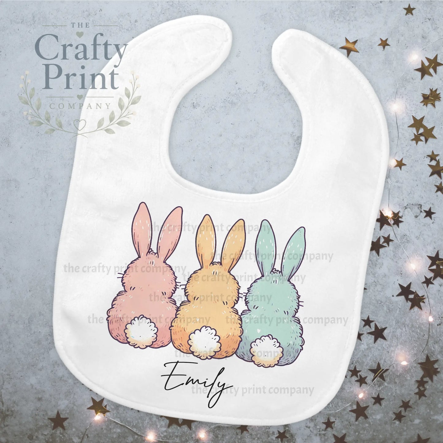 Personalised Easter Bunny Tails Baby Bib - & Toddler
