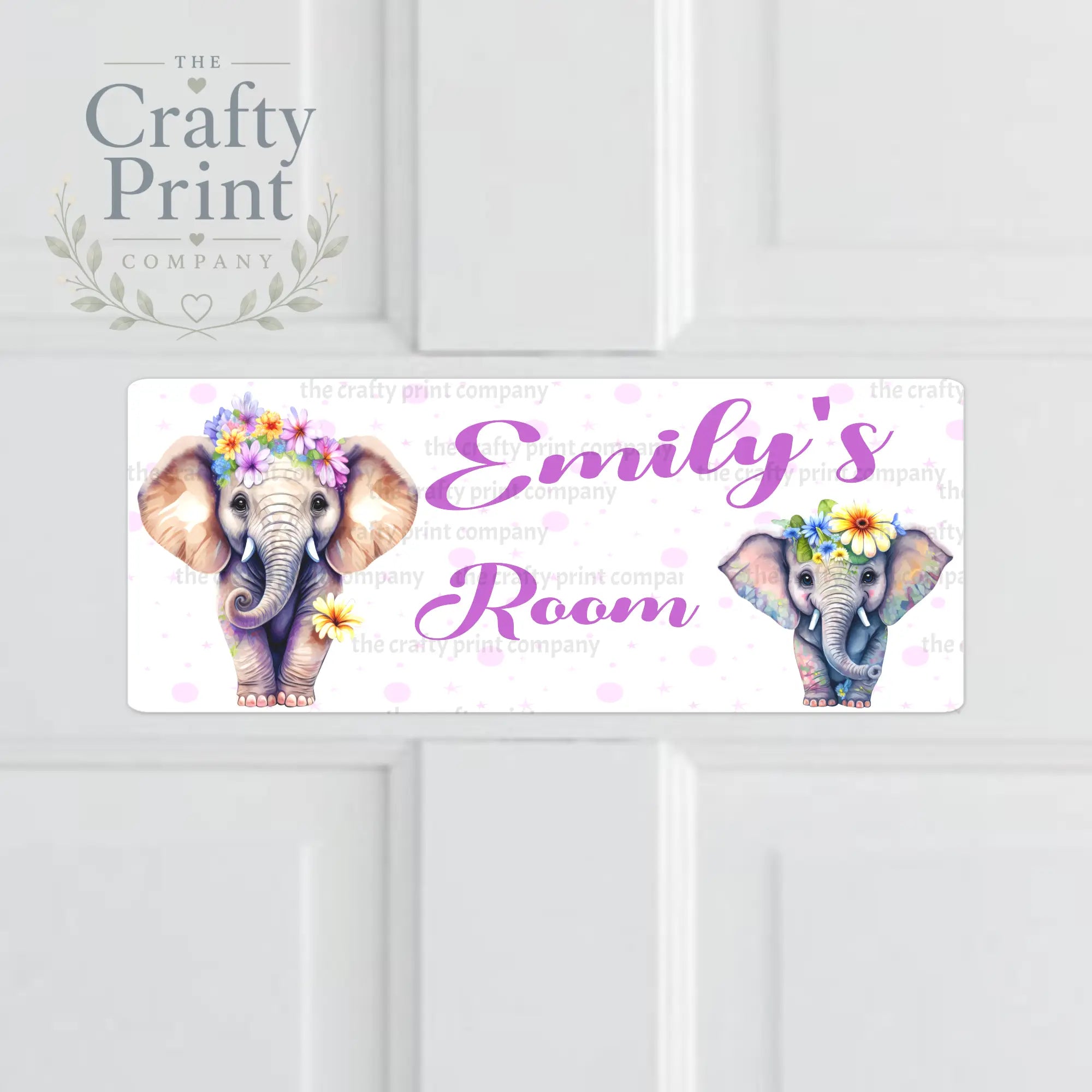 Personalised Elephants Flowers Metal Bedroom Door Sign