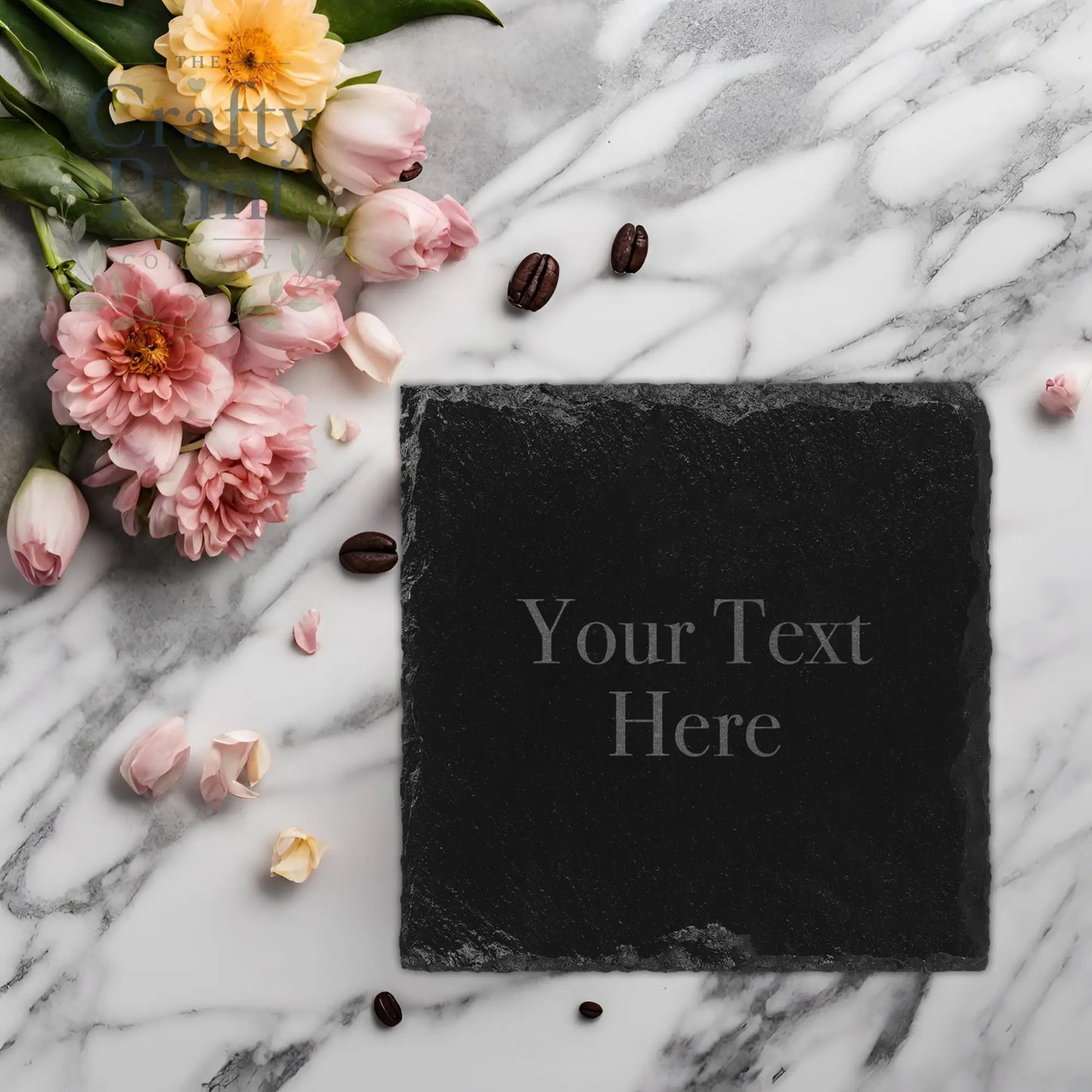 Personalised Engraved Slate Coaster - Square / Font 3