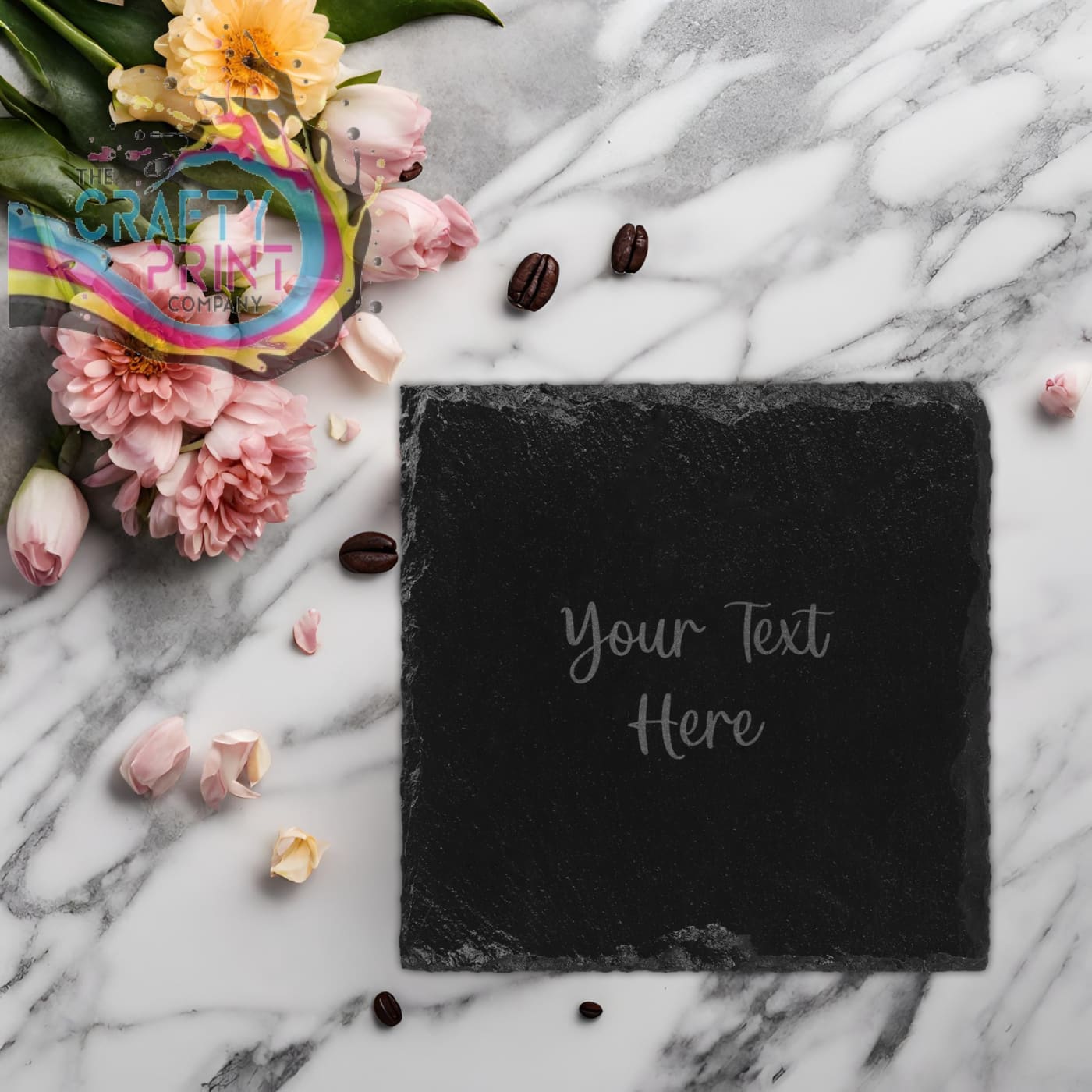 Personalised Engraved Slate Coaster - Square / Font 4