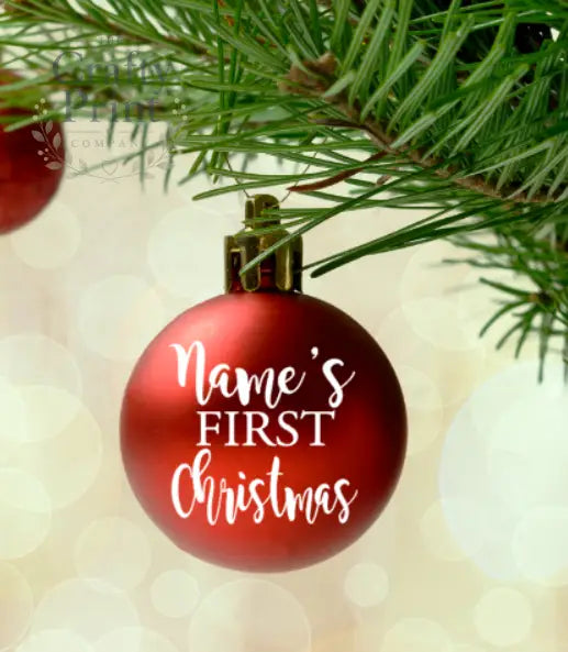 Personalised First Christmas V2 Bauble Decal Vinyl Sticker