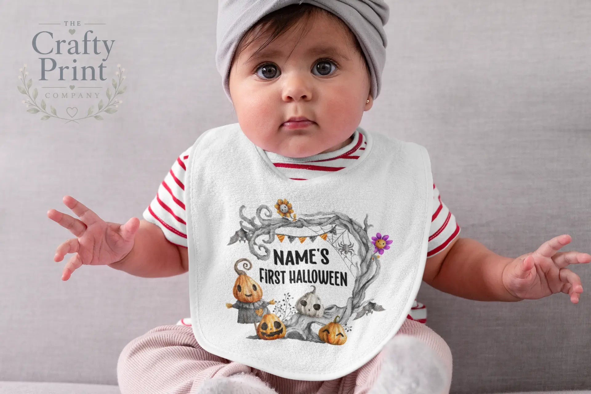 Personalised First Halloween Pumpkins Baby Bib - & Toddler