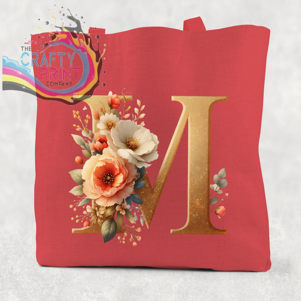 Personalised Floral Gold Glitter Initial Cotton Re-usable