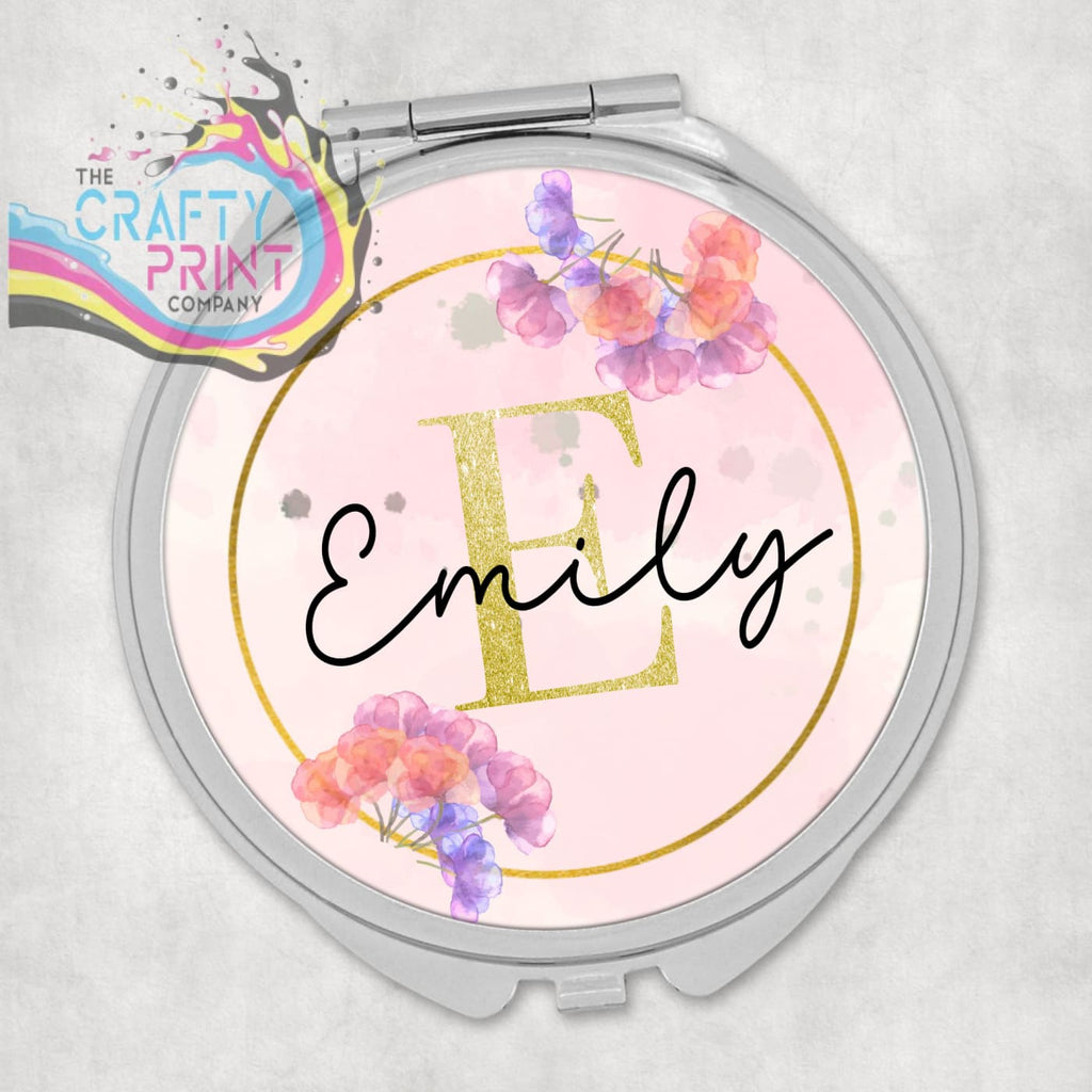 Personalised Floral Name Compact Mirror - face mirror