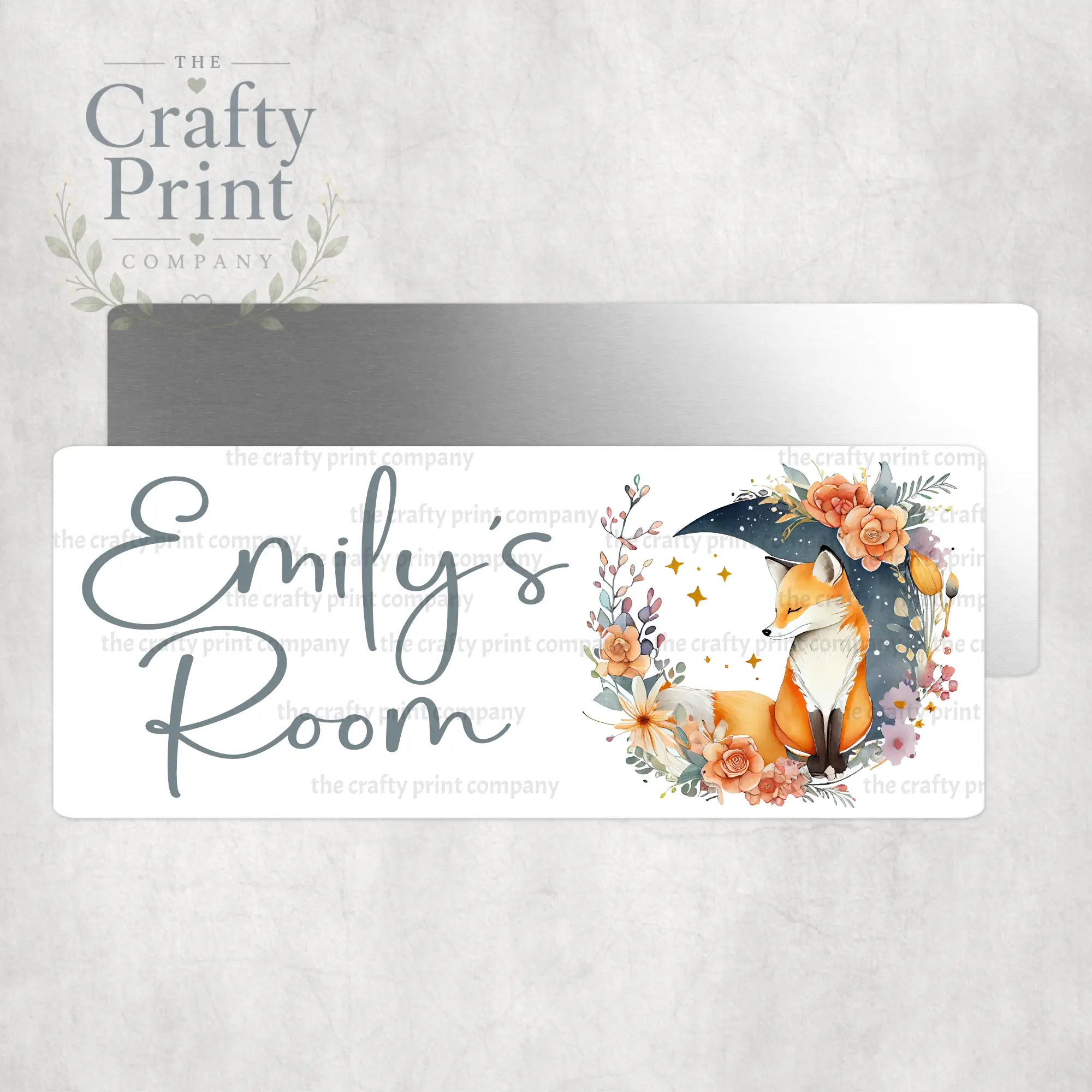 Personalised Fox Moon Metal Bedroom Door Sign