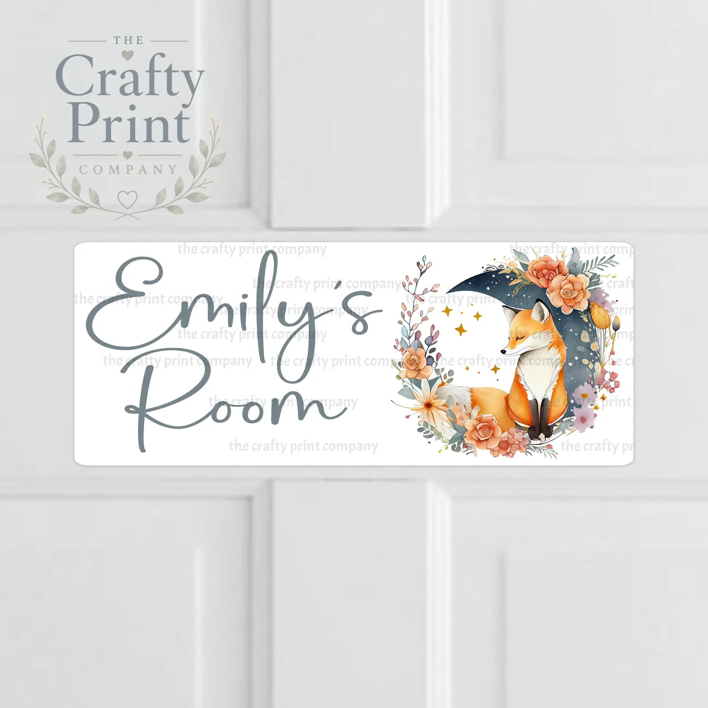 Personalised Fox Moon Metal Bedroom Door Sign