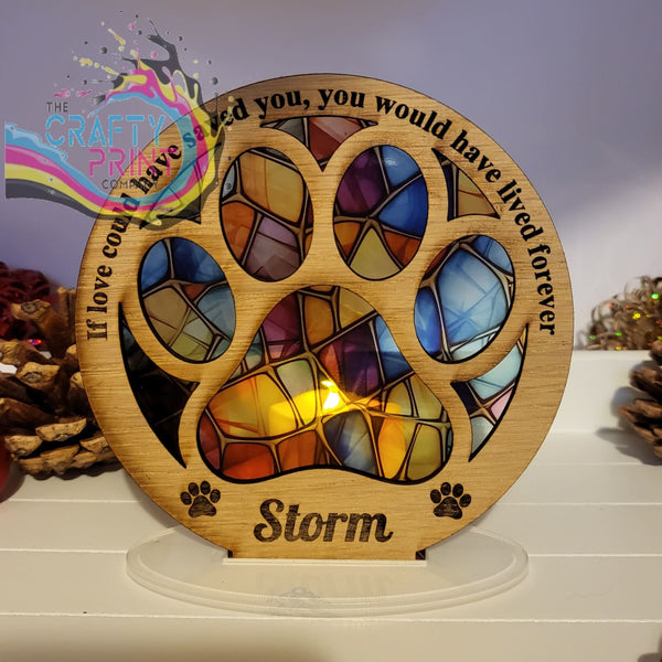 Personalised Freestanding Wooden Pet Memorial Tea Light