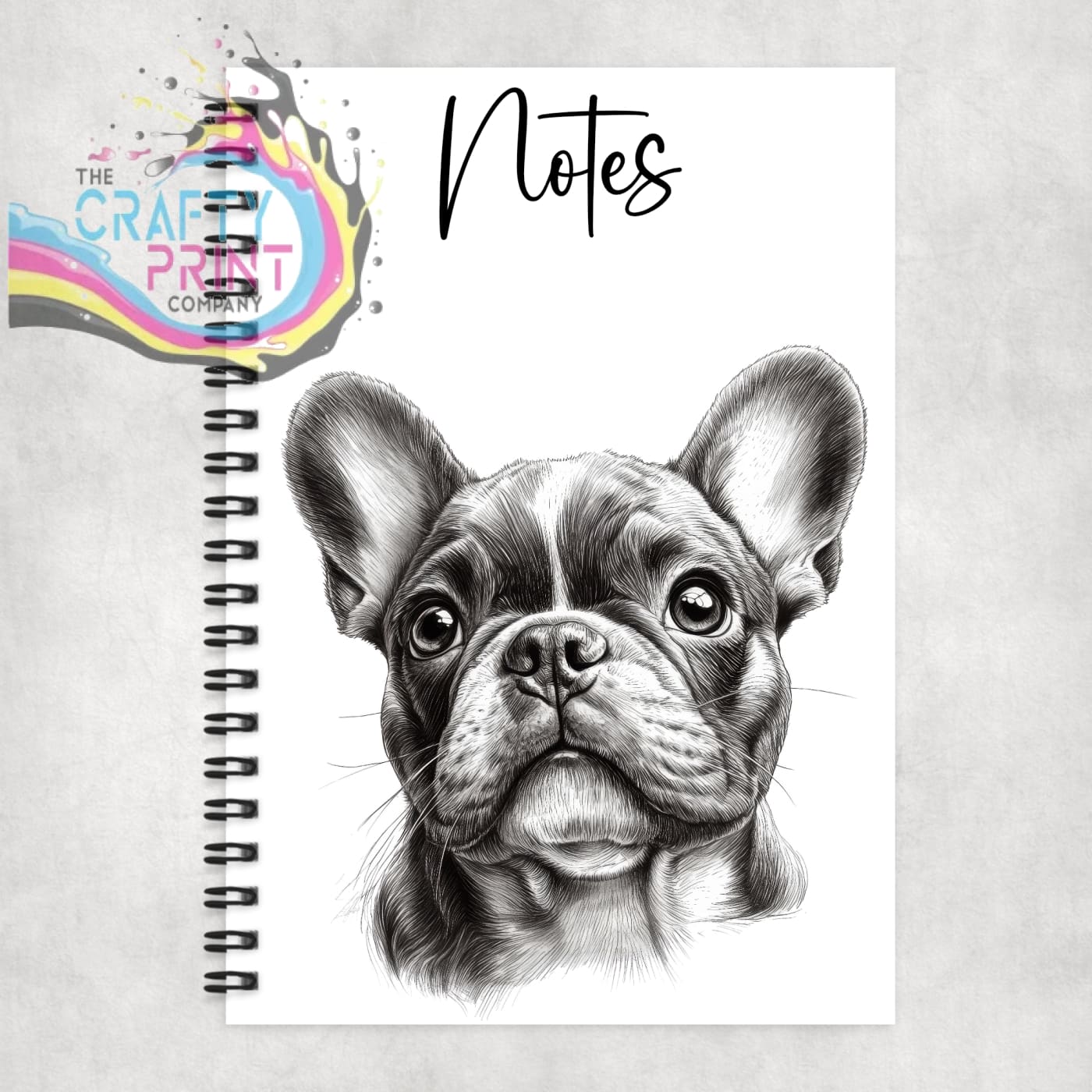Personalised French Bulldog Pencil Drawing A5 Spiral