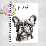 Personalised French Bulldog Pencil Drawing A5 Spiral