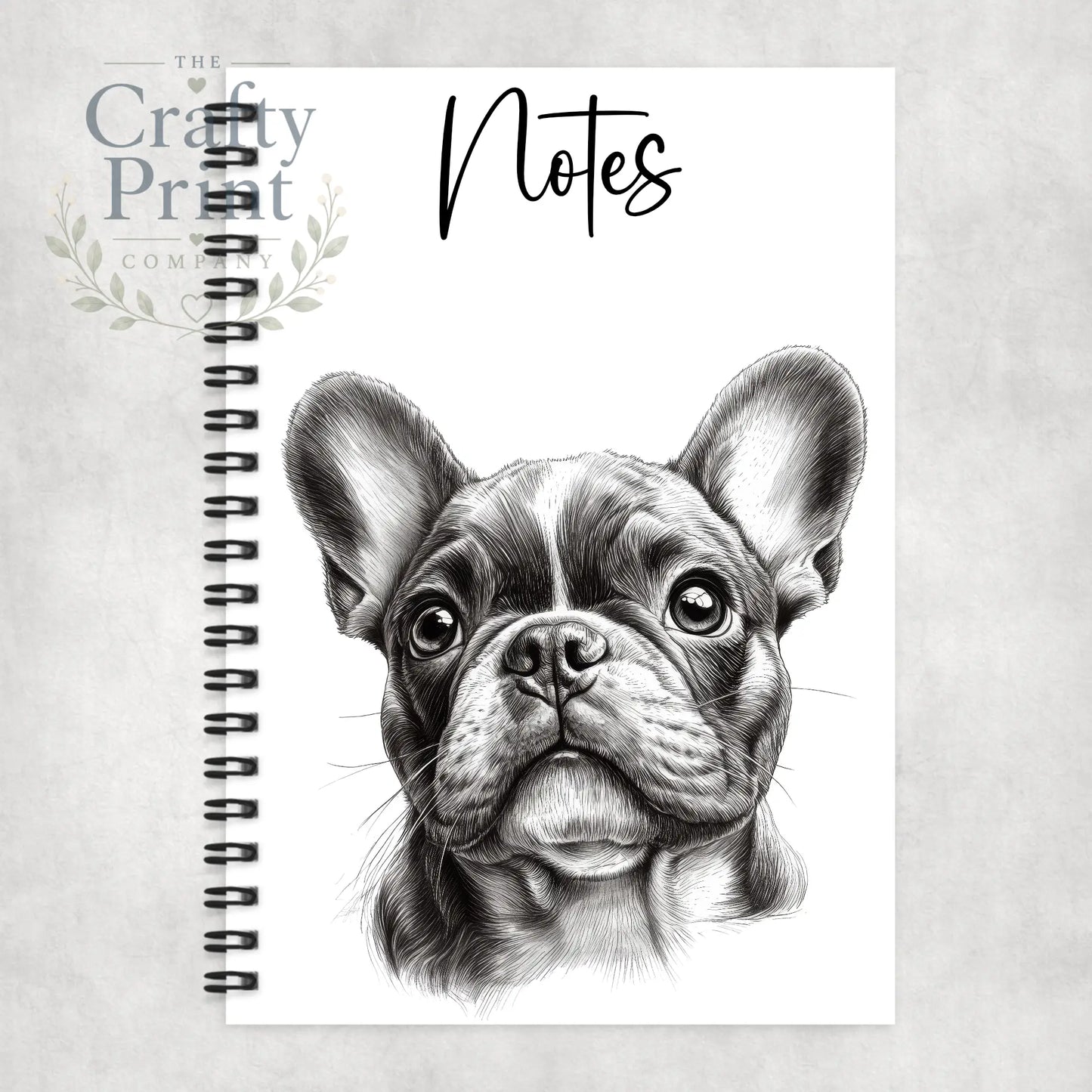 Personalised French Bulldog Pencil Drawing A5 Spiral