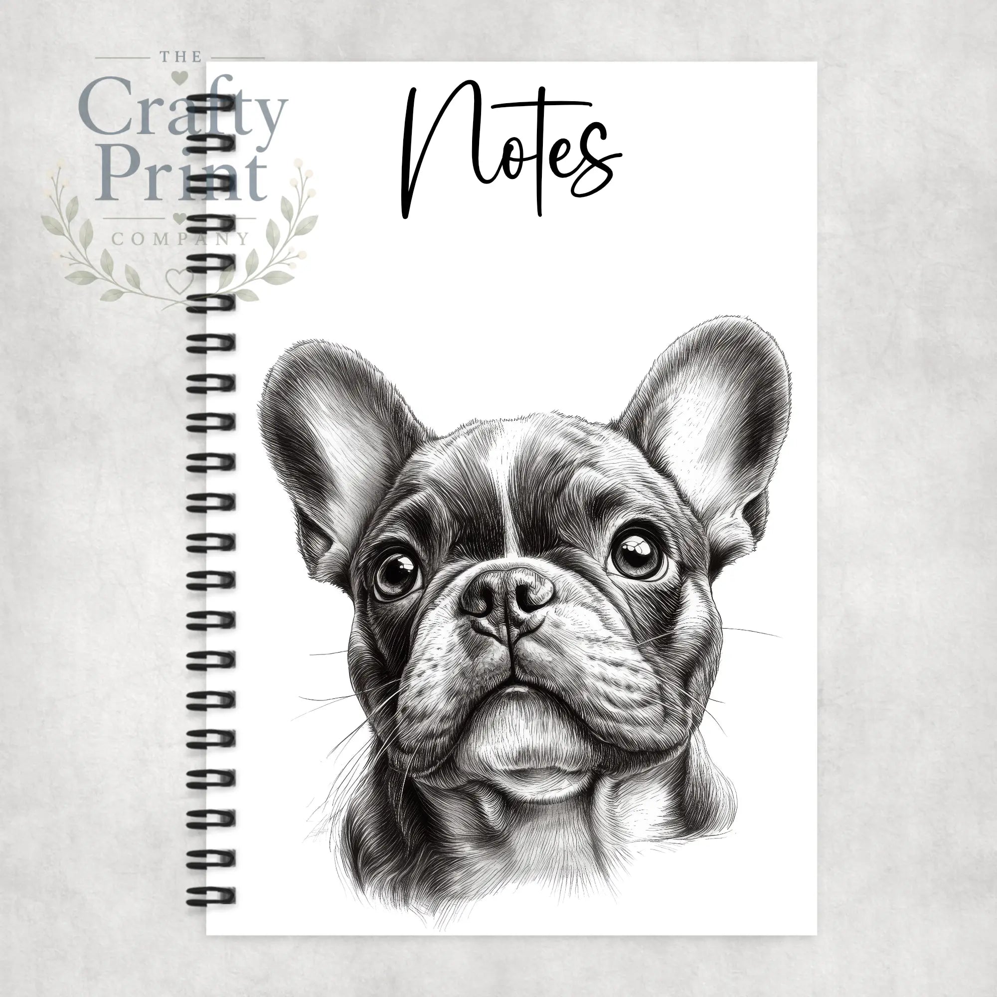 Personalised French Bulldog Pencil Drawing A5 Spiral