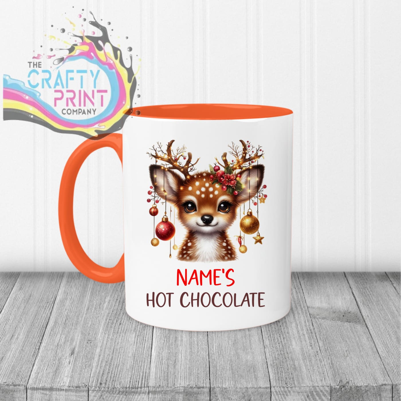 Personalised Hot Chocolate Reindeer Mug - 11oz Ceramic