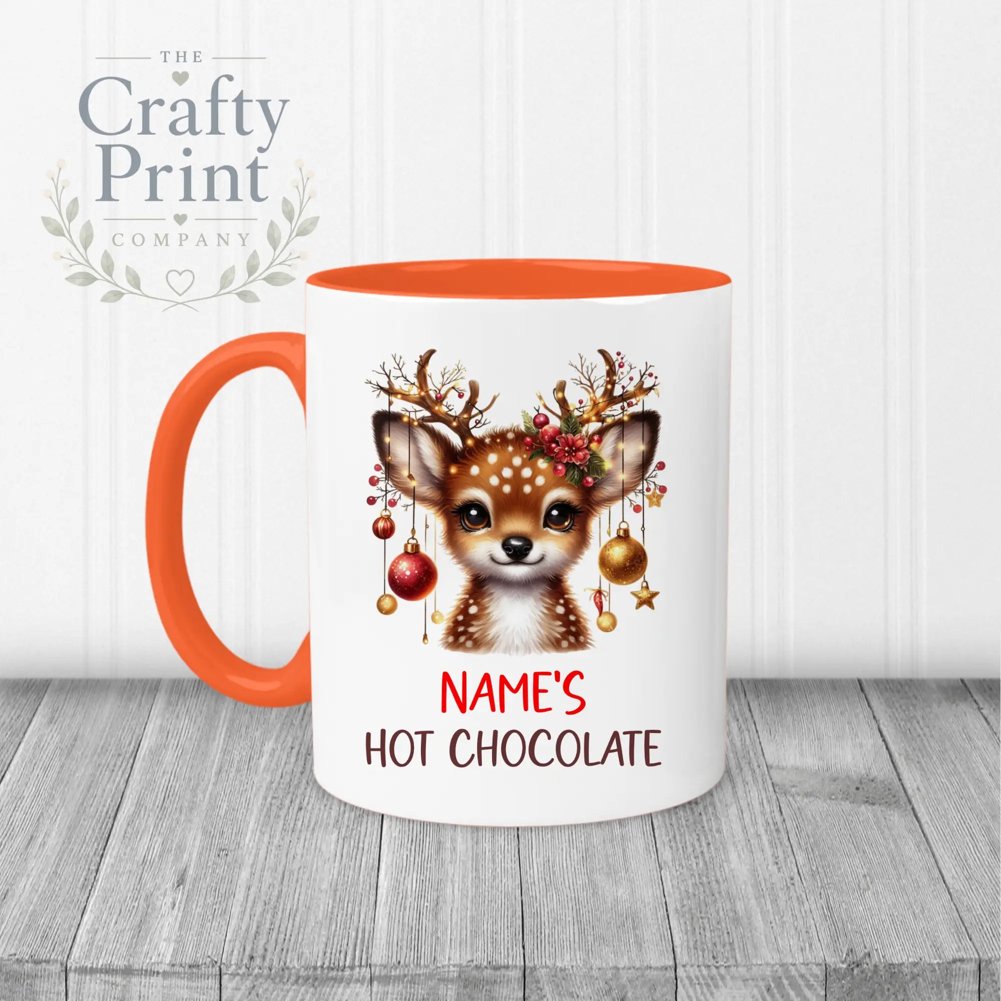 Personalised Hot Chocolate Reindeer Mug - 11oz Ceramic