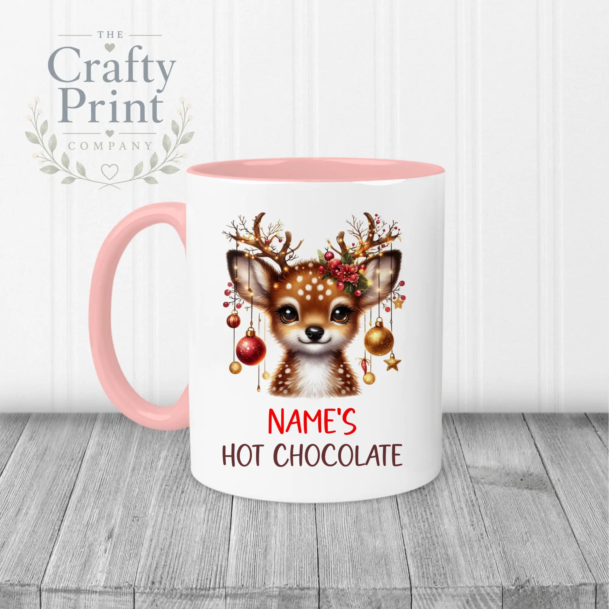 Personalised Hot Chocolate Reindeer Mug - 11oz Ceramic