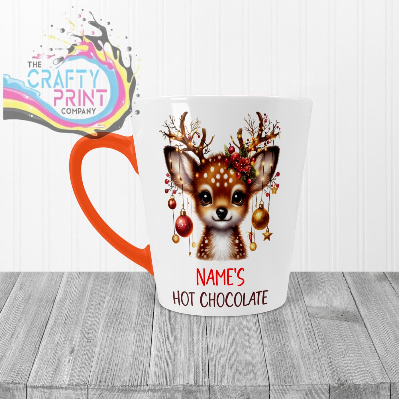 Personalised Hot Chocolate Reindeer Mug - 12oz Latte