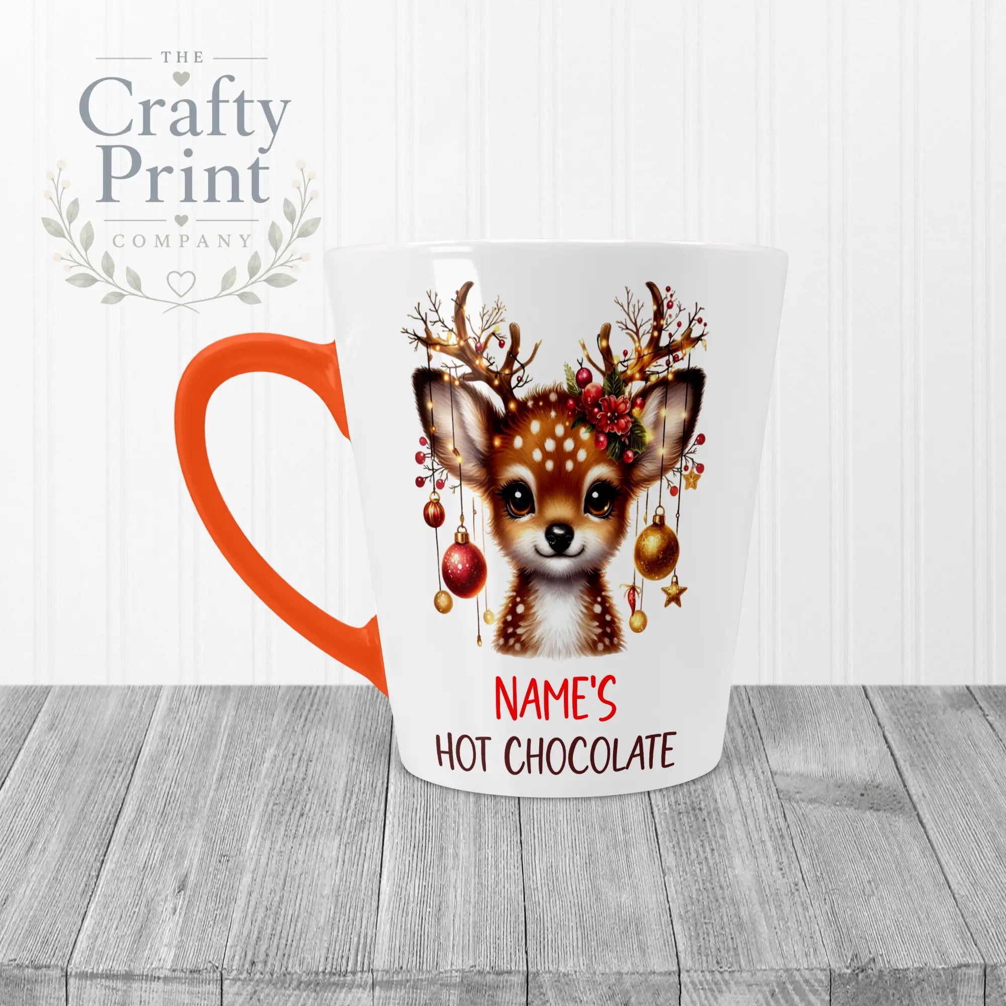 Personalised Hot Chocolate Reindeer Mug - 12oz Latte