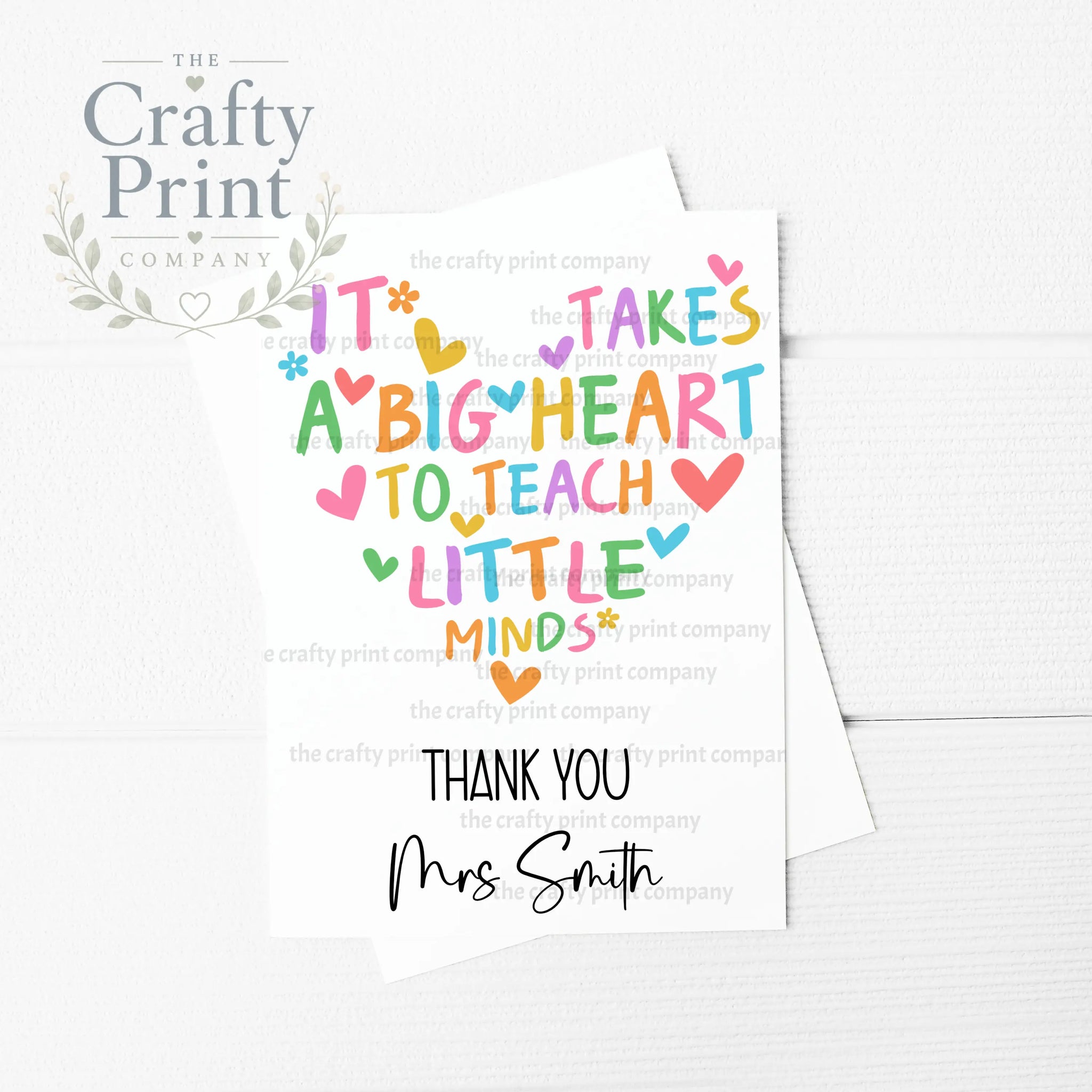 Personalised It takes a big heart A5 Teacher Card