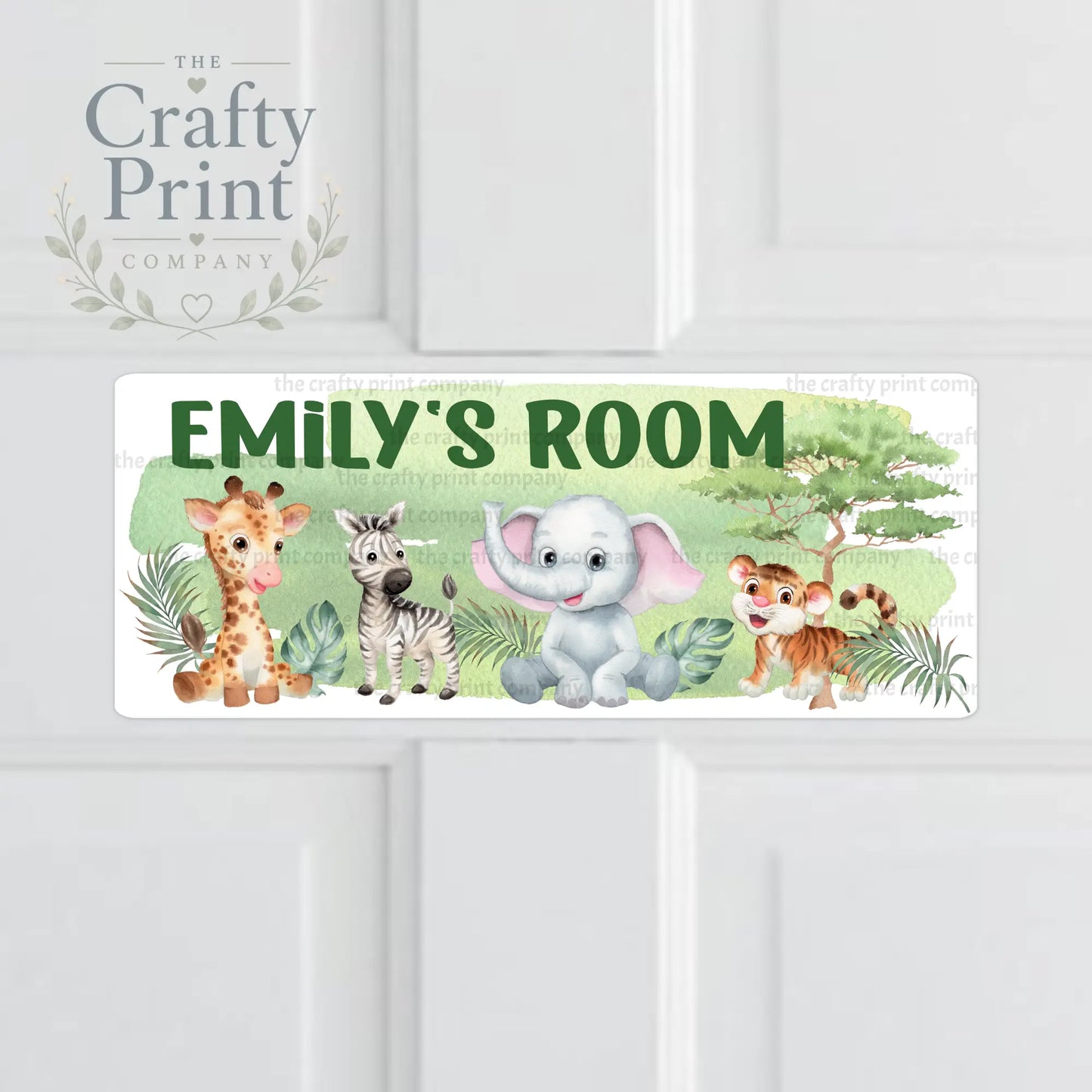 Personalised Jungle Animals Metal Bedroom Door Sign