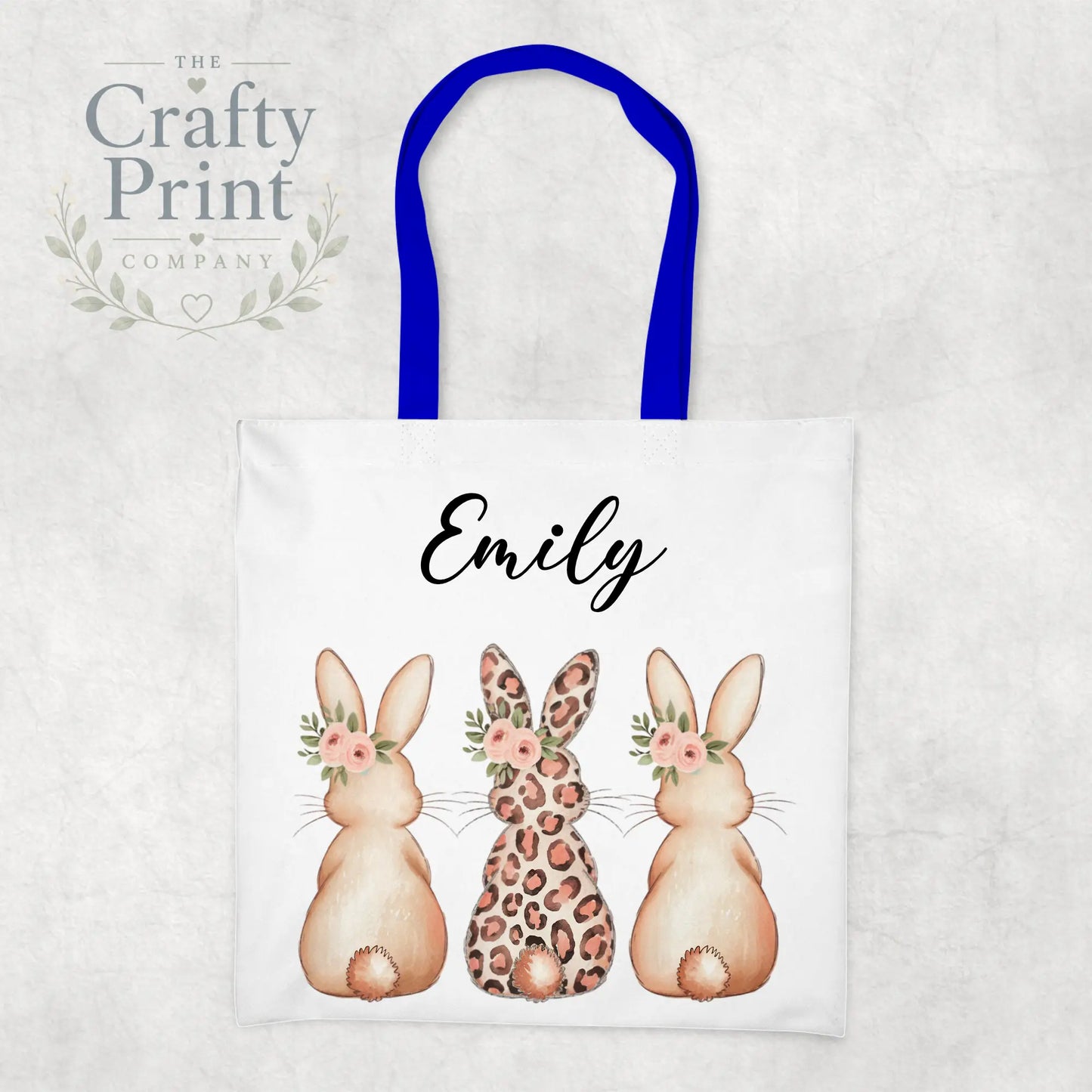 Personalised Leopard Bunny Tote Bag - Blue - Shopping Totes