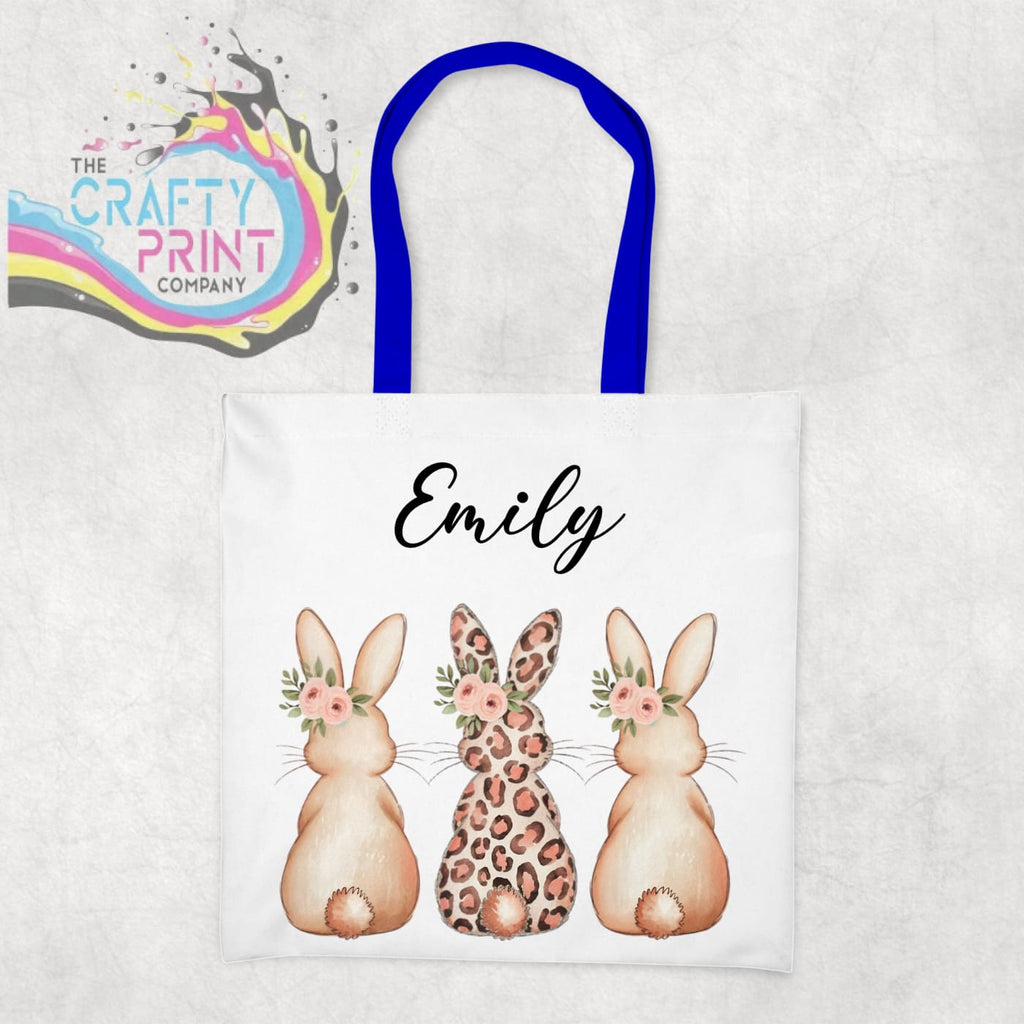 Personalised Leopard Bunny Tote Bag - Blue - Shopping Totes