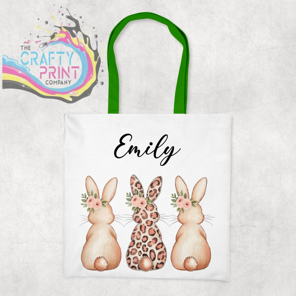 Personalised Leopard Bunny Tote Bag - Green - Shopping Totes