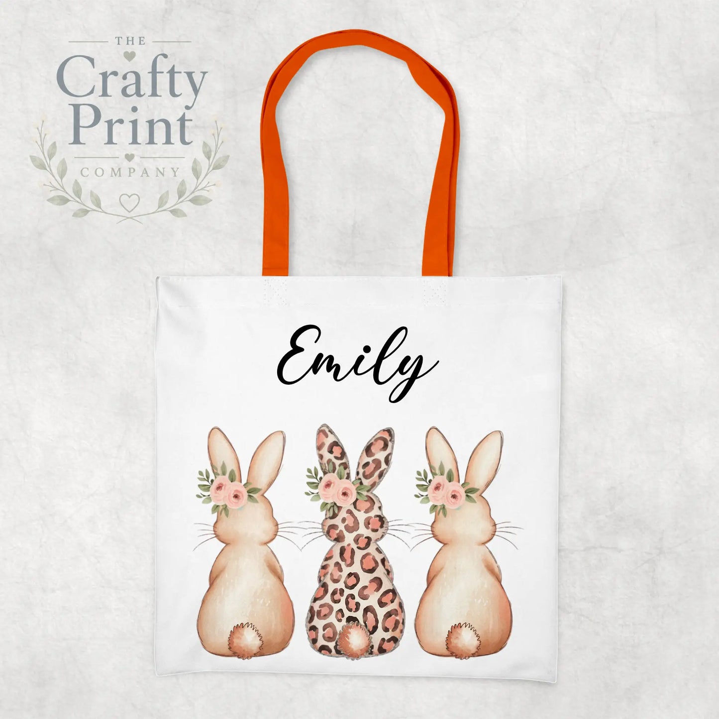Personalised Leopard Bunny Tote Bag - Orange - Shopping