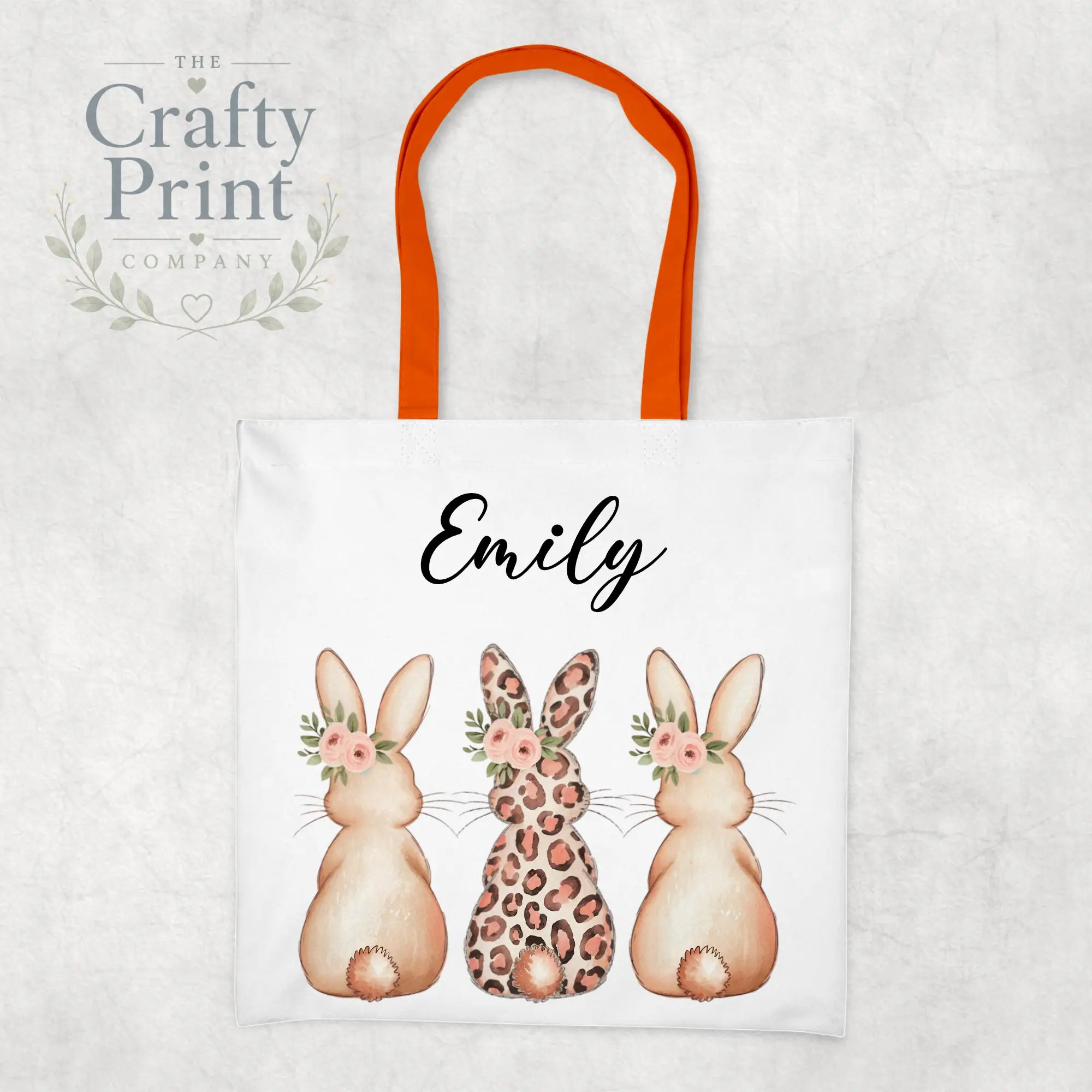 Personalised Leopard Bunny Tote Bag - Orange - Shopping