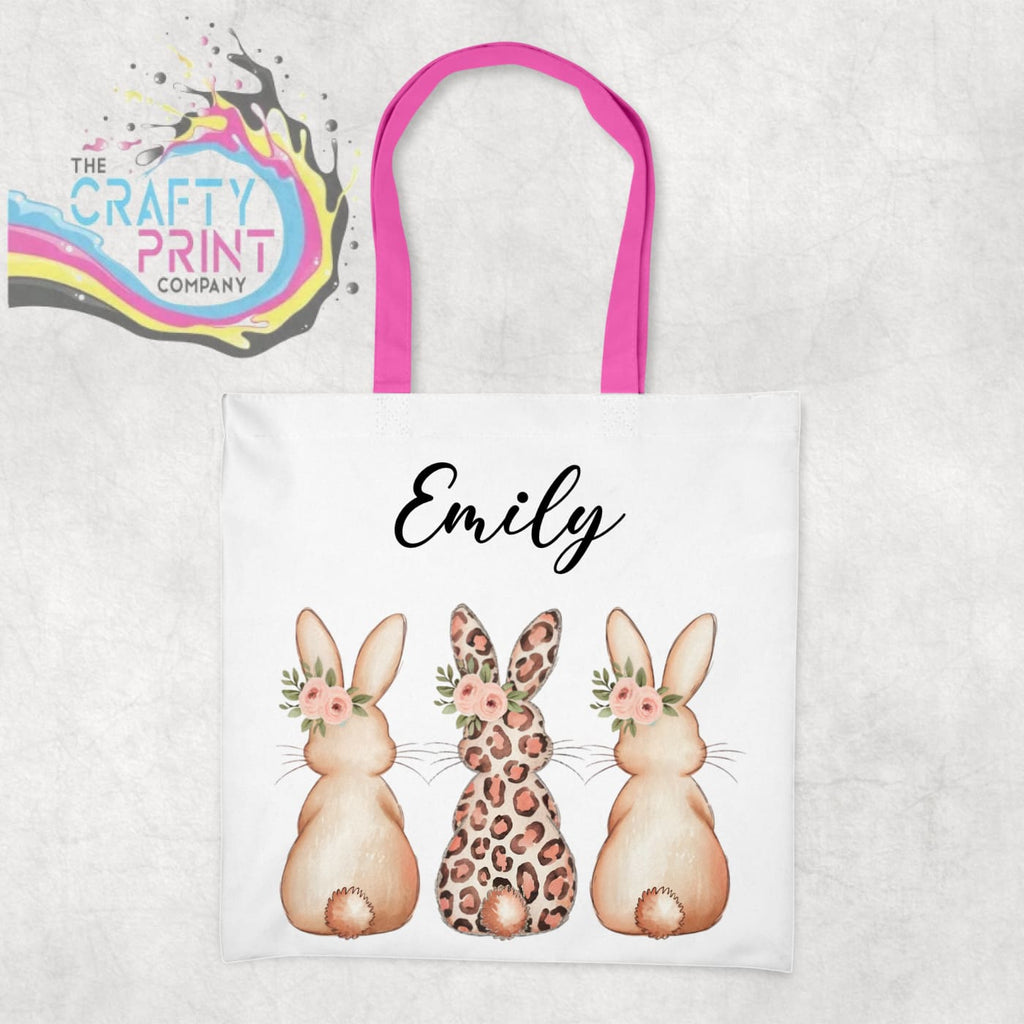 Personalised Leopard Bunny Tote Bag - Pink - Shopping Totes