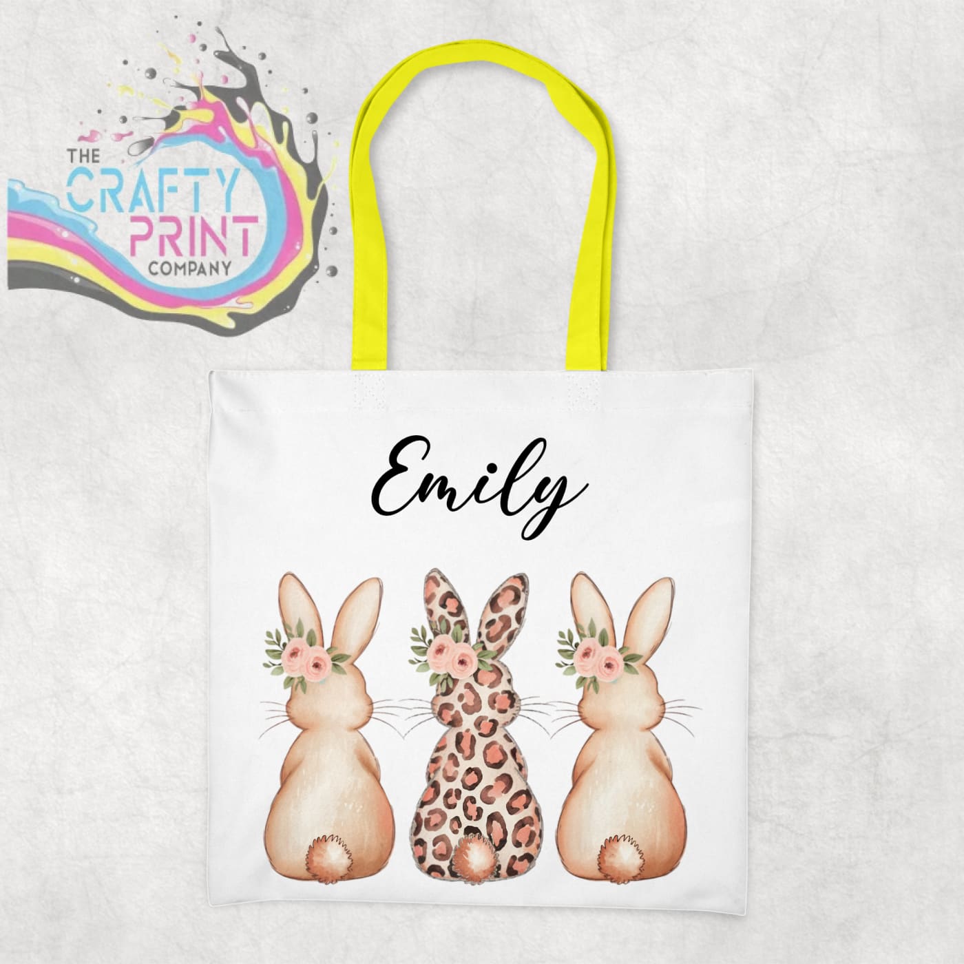 Personalised Leopard Bunny Tote Bag - Yellow - Shopping
