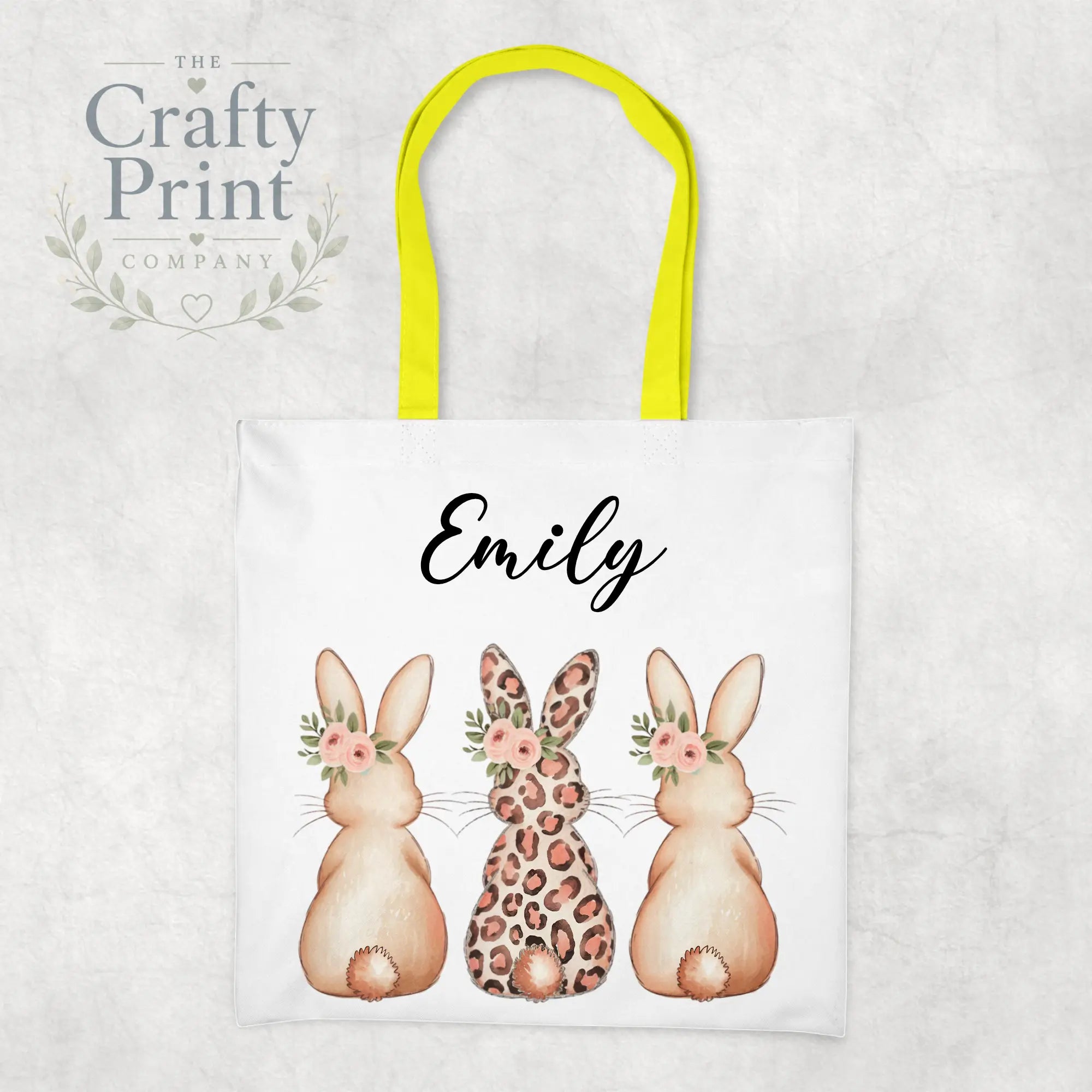 Personalised Leopard Bunny Tote Bag - Yellow - Shopping
