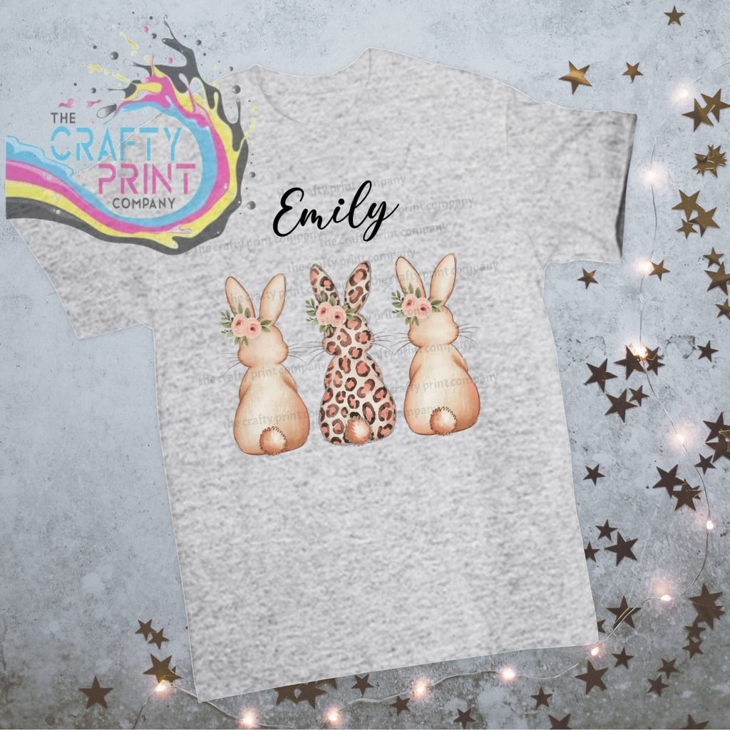 Personalised Leopard Rabbit Children’s T-shirt - Grey