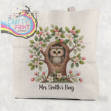 Personalised Owl Teacher Cotton Tote Bag - Shopping Totes